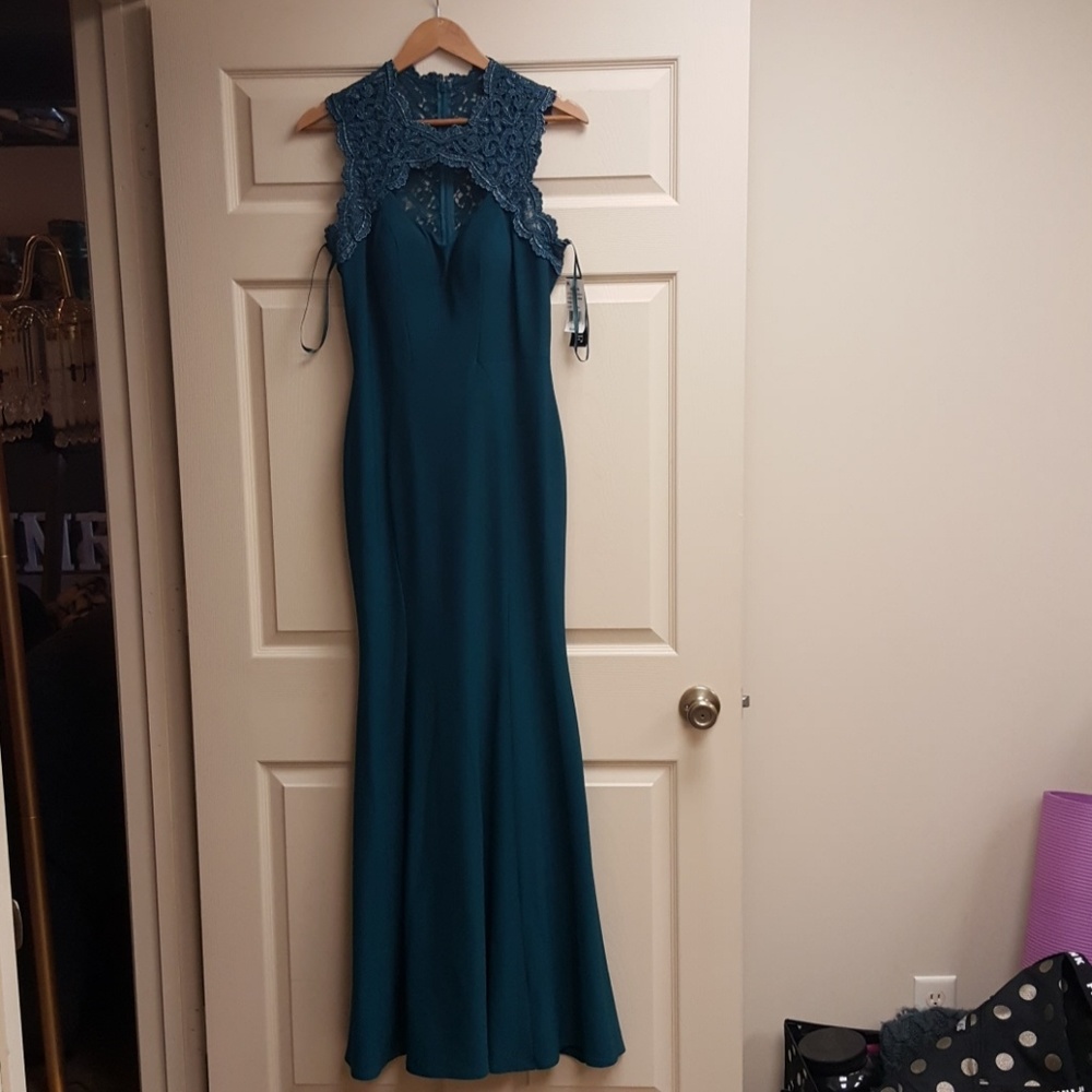 Emerald green evening gown/  prom dress